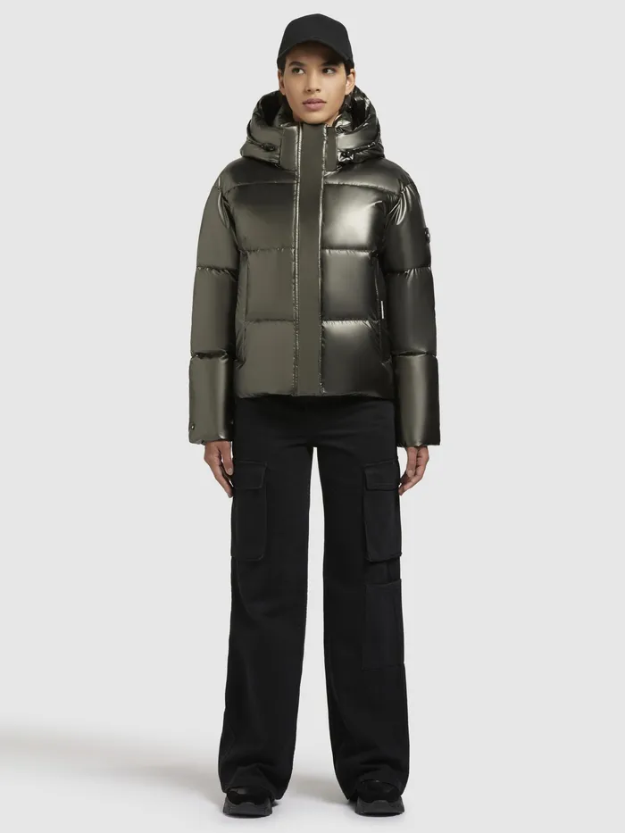 Women Puffer Jackets KHUJO Jacke DEVINA SHINY Khaki Khaki