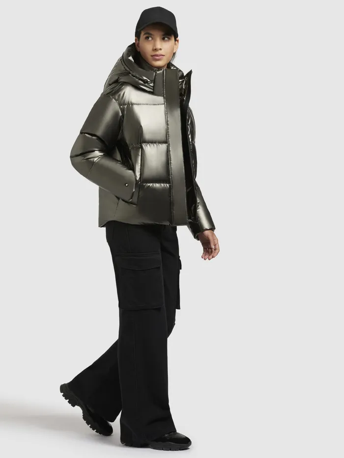 Women Puffer Jackets KHUJO Jacke DEVINA SHINY Khaki Khaki