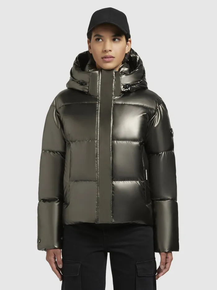 Women Puffer Jackets KHUJO Jacke DEVINA SHINY Khaki Khaki