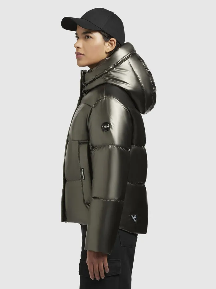 Women Puffer Jackets KHUJO Jacke DEVINA SHINY Khaki Khaki