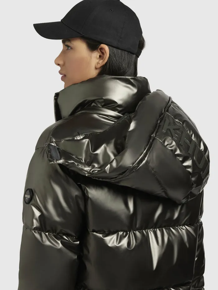 Women Puffer Jackets KHUJO Jacke DEVINA SHINY Khaki Khaki