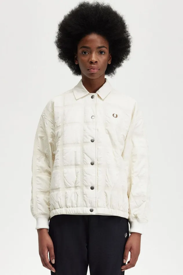 Women Quilted Jacket Ecru Fred Perry Coats and Jackets