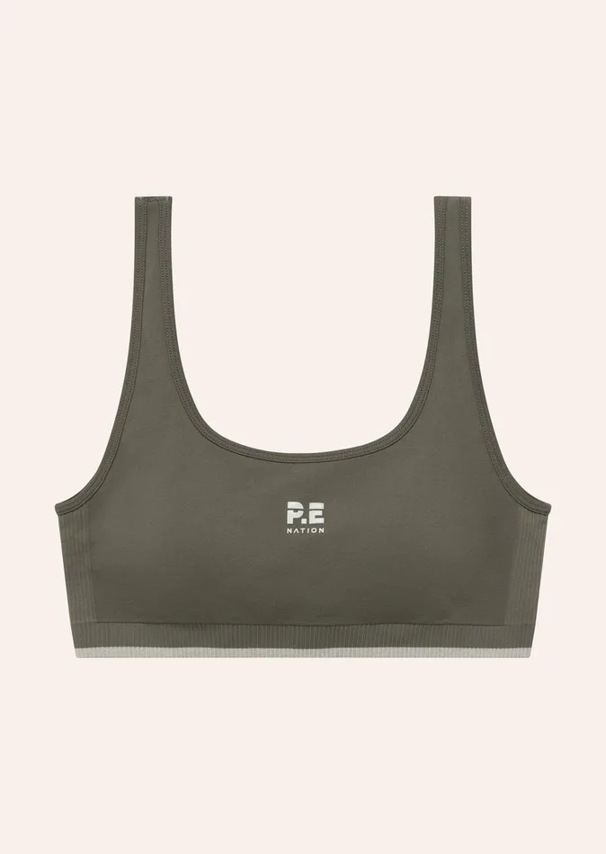 Women RESTORE SEAMLESS SCOOP BRA IN KHAKI SportsBras PE Nation