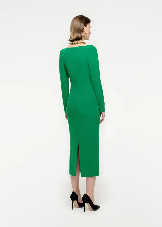 Women Roland Mouret Clothing Long Sleeve Cowl Neck Cady Midi Dress