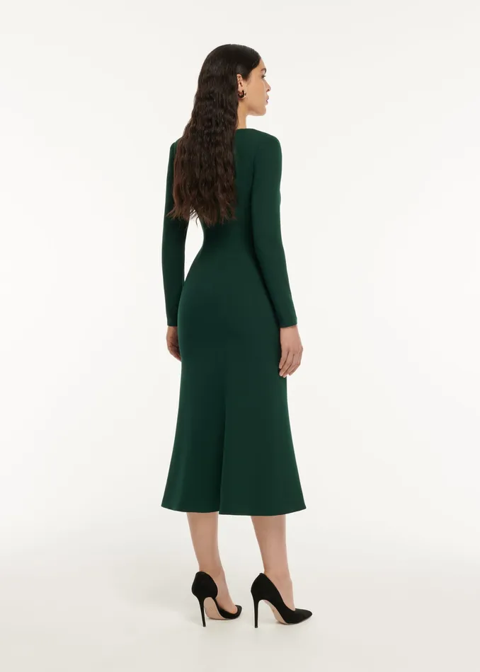 Women Roland Mouret Clothing Long Sleeve Drape Detail Midi Dress