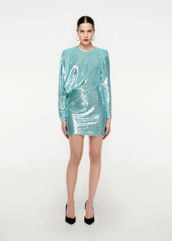 Women Roland Mouret Clothing Long Sleeve Sequin Mini Dress