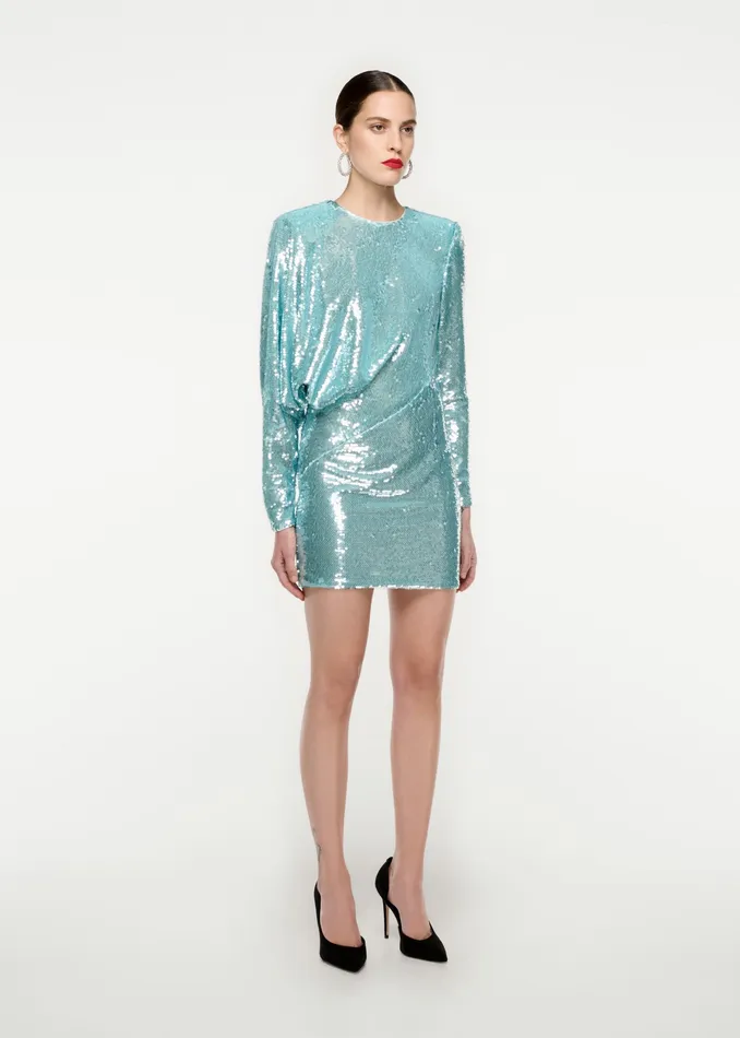 Women Roland Mouret Clothing Long Sleeve Sequin Mini Dress
