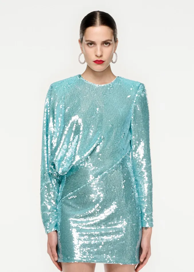 Women Roland Mouret Clothing Long Sleeve Sequin Mini Dress