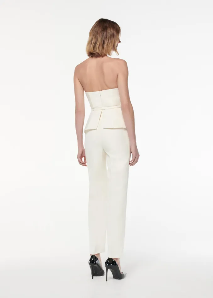 Women Roland Mouret Clothing Strapless Peplum Crepe Jumpsuit