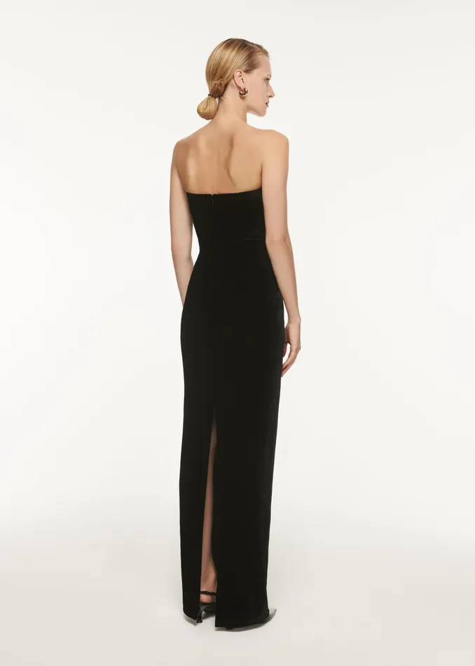 Women Roland Mouret Clothing Strapless Velvet Peplum Gown