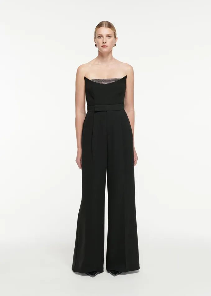 Women Roland Mouret Clothing Wide Leg Heavy Cady Trouser