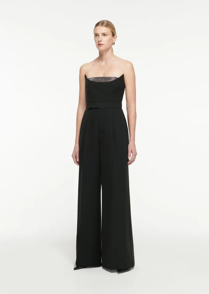 Women Roland Mouret Clothing Wide Leg Heavy Cady Trouser