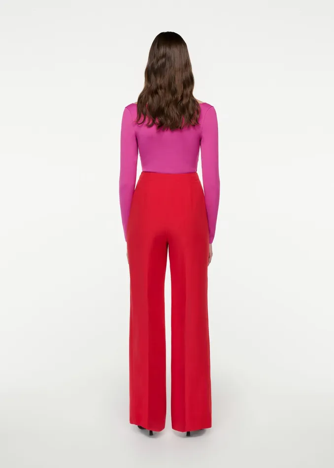 Women Roland Mouret Clothing Wide Leg Silk Wool Trouser