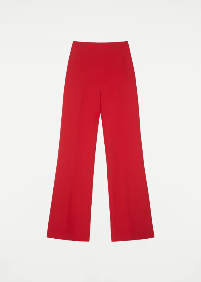 Women Roland Mouret Clothing Wide Leg Silk Wool Trouser