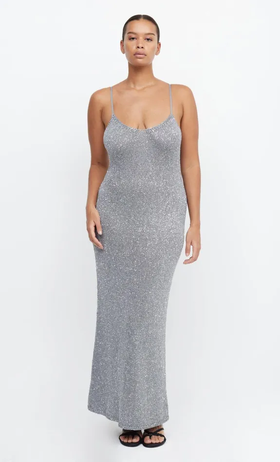 Women SADIE SEQUIN KNIT SLIP DRESS 8211 CHARCOAL Bec Bridge Prom Dresses
