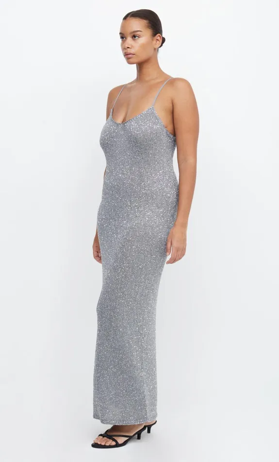 Women SADIE SEQUIN KNIT SLIP DRESS 8211 CHARCOAL Bec Bridge Prom Dresses