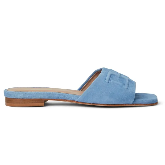Women Sandals and Slides Bruno Magli FABIA Single Banded Slide LIGHT BLUE SUEDE