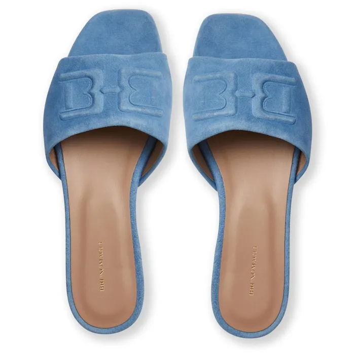 Women Sandals and Slides Bruno Magli FABIA Single Banded Slide LIGHT BLUE SUEDE