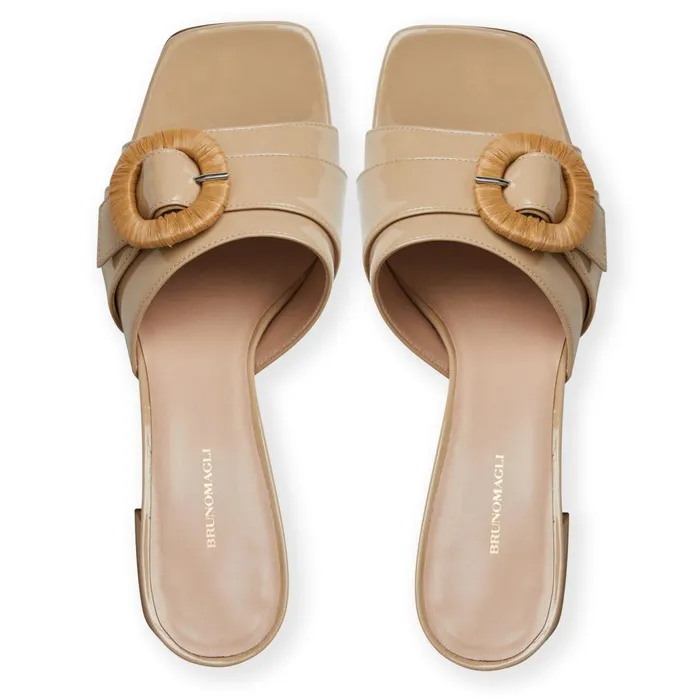 Women Sandals and Slides Bruno Magli PAGE Single Band Sandal BEIGE PATENT