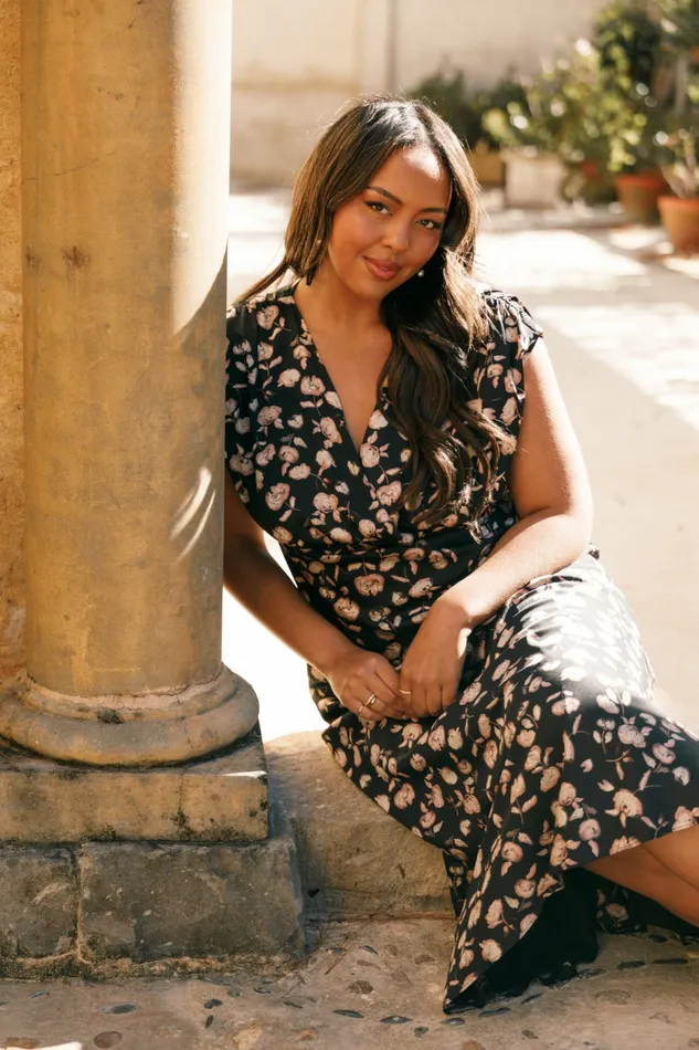 Women Satin Dresses Petal and Pup Amarlee Maxi Dress Black Floral