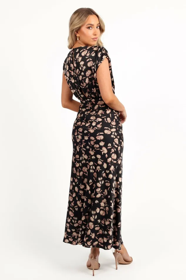 Women Satin Dresses Petal and Pup Amarlee Maxi Dress Black Floral