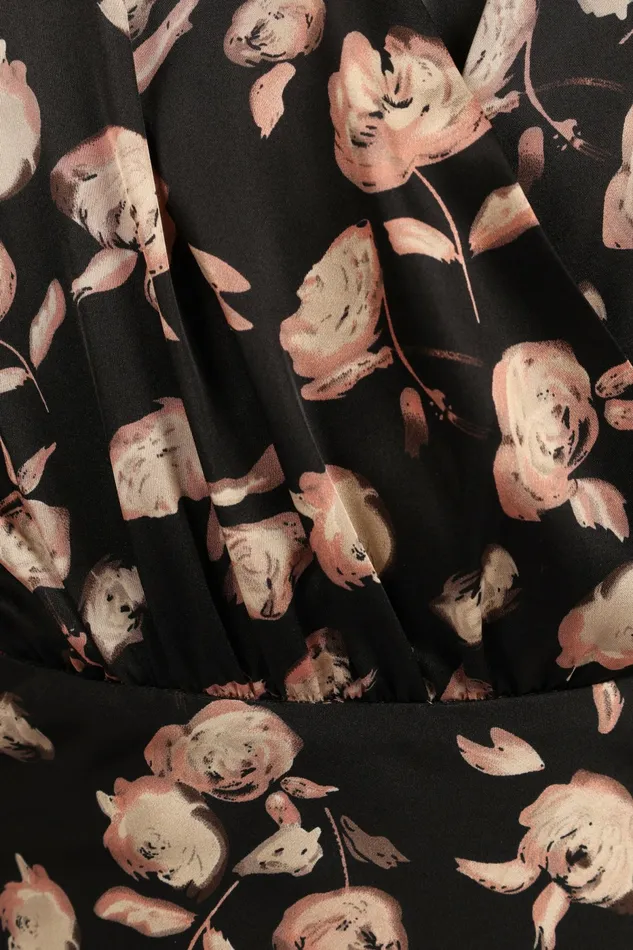 Women Satin Dresses Petal and Pup Amarlee Maxi Dress Black Floral
