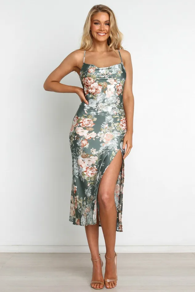 Women Satin Dresses Petal and Pup Marea Dress Green