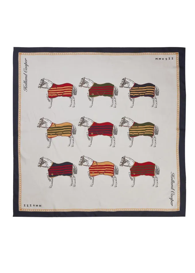 Women Scarves Holland Cooper Nine Horse Silk Scarf Nine Horse