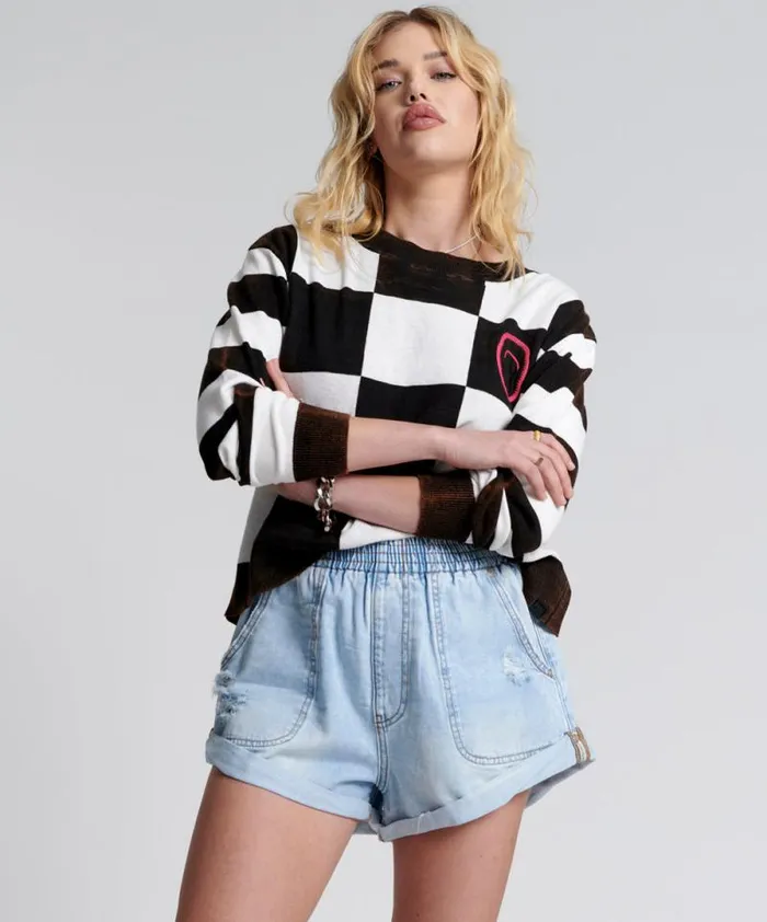 Women SCOREBOARD SMILEY KNIT SWEATER One Teaspoon Knitwear
