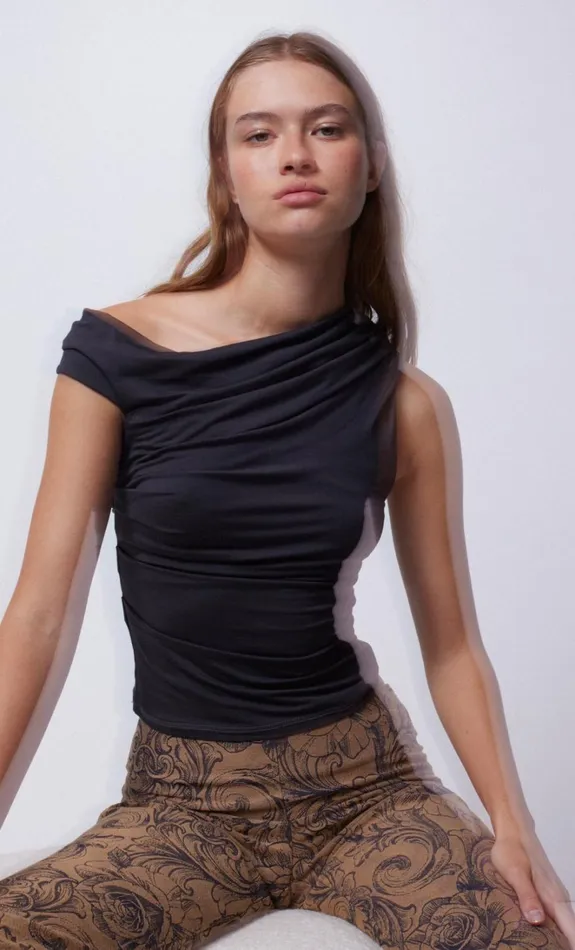 Women SERENE TOP 8211 CHARCOAL Bec Bridge Cropped