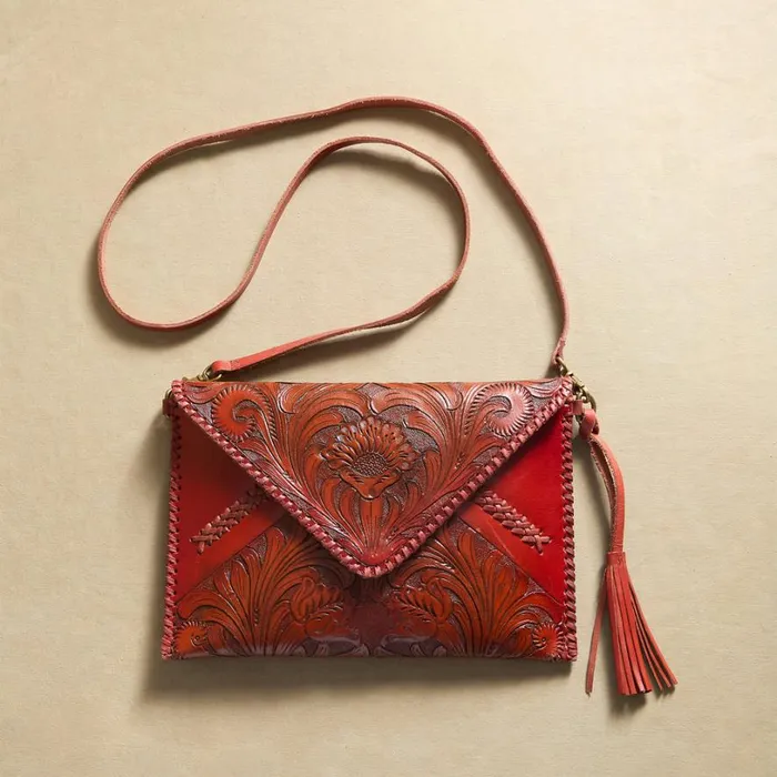 Women Shasta Tooled Clutch Red Sundance Catalog Handbags