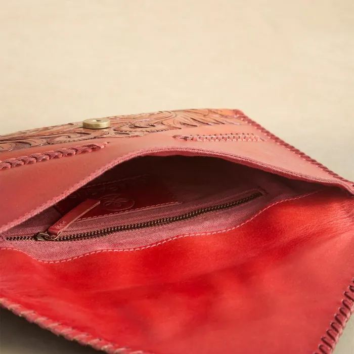 Women Shasta Tooled Clutch Red Sundance Catalog Handbags