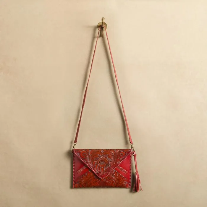 Women Shasta Tooled Clutch Red Sundance Catalog Handbags