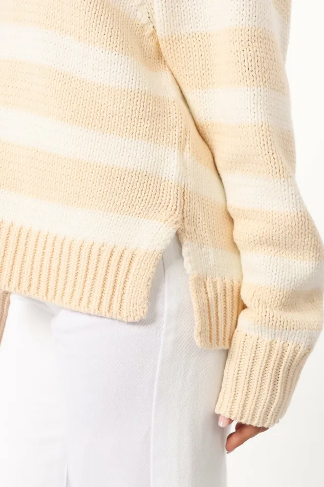 Women Shea Striped Collar Knit Sweater Cream Sweaters Petal and Pup Women Shea Striped Collar Knit Sweater Cream Sweaters Petal and Pup