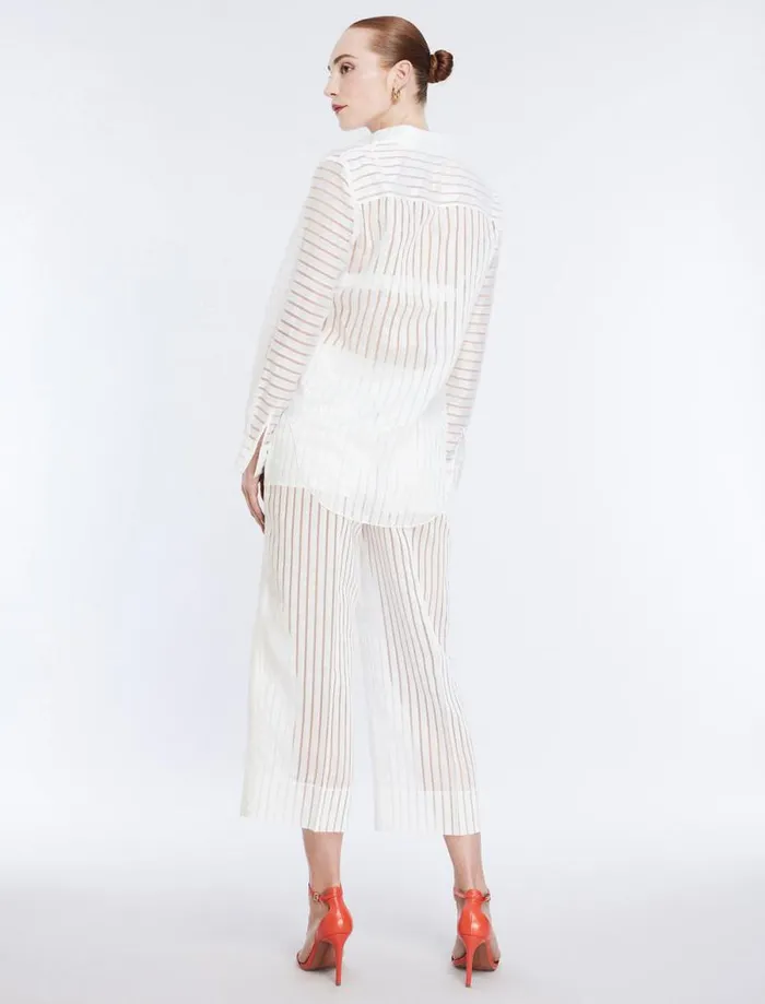 Women Sheer Stripe Button Down Shirt Gardenia BCBG Tops Women Sheer Stripe Button Down Shirt Gardenia BCBG Tops