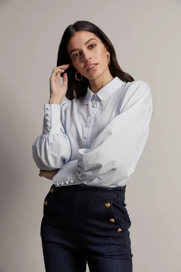 Women Shirts and Blouses Holland Cooper Isla Shirt Sky Stripe