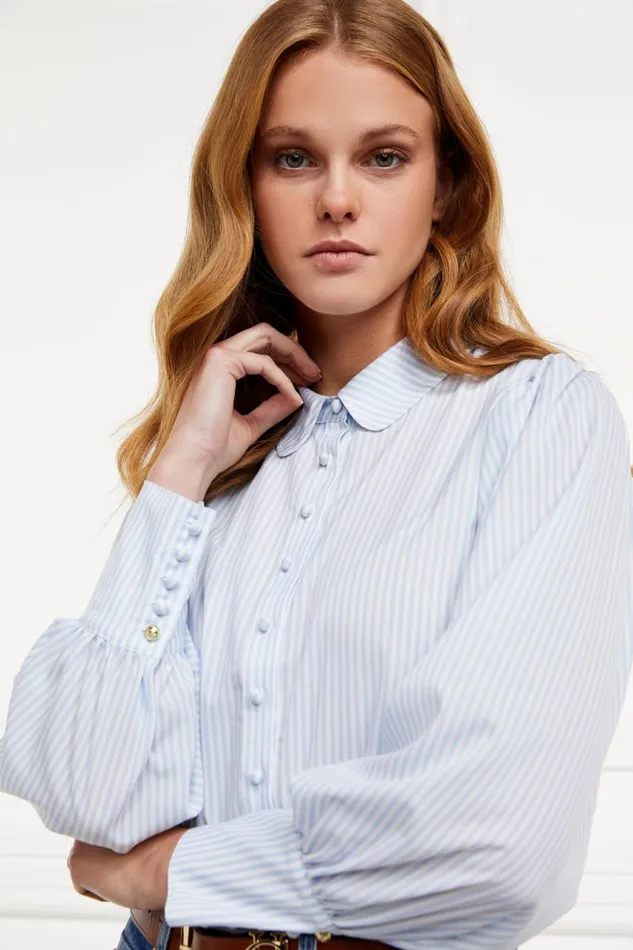 Women Shirts and Blouses Holland Cooper Isla Shirt Sky Stripe Women Shirts and Blouses Holland Cooper Isla Shirt Sky Stripe