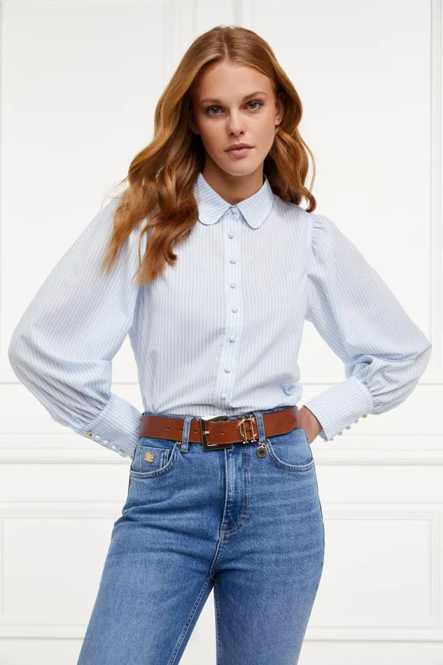 Women Shirts and Blouses Holland Cooper Isla Shirt Sky Stripe Women Shirts and Blouses Holland Cooper Isla Shirt Sky Stripe