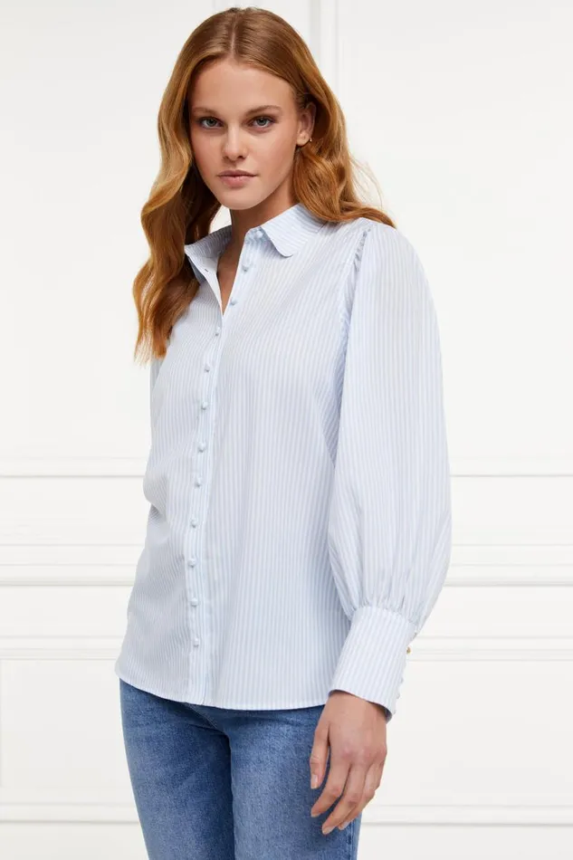 Women Shirts and Blouses Holland Cooper Isla Shirt Sky Stripe Women Shirts and Blouses Holland Cooper Isla Shirt Sky Stripe