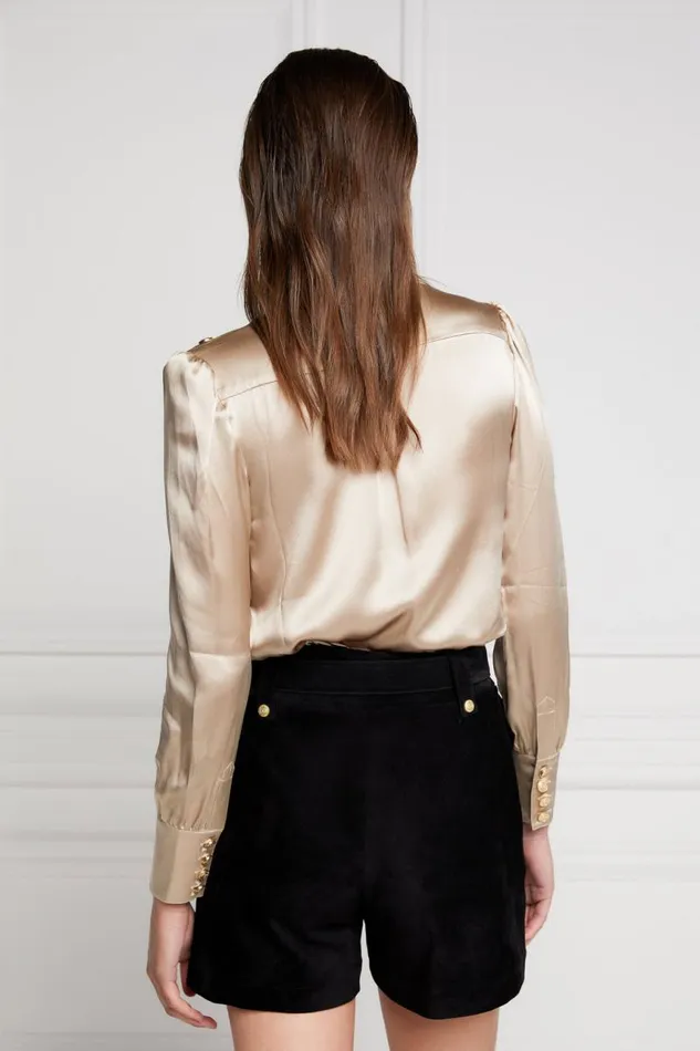 Women Shirts and Blouses Holland Cooper Silk VNeck Blouse Champagne Women Shirts and Blouses Holland Cooper Silk VNeck Blouse Champagne