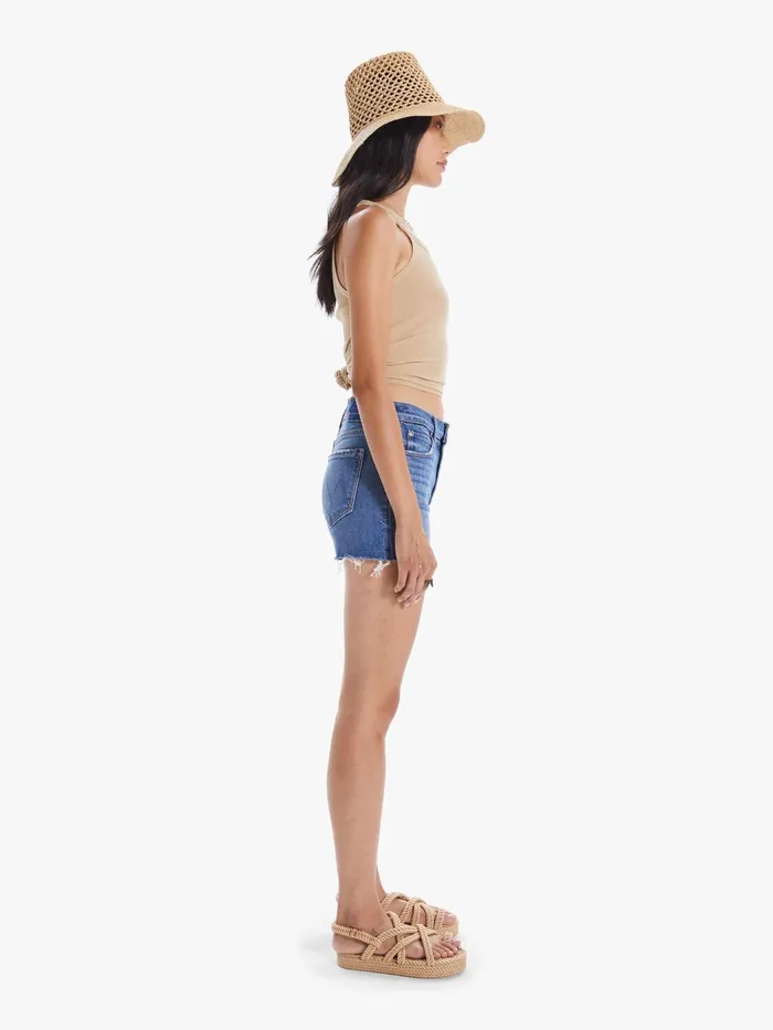 Women Shorts Mother Denim The Dutchie Short Fray Medium Blue