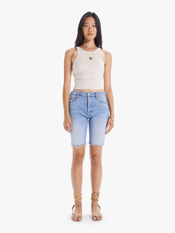 Women Shorts Mother Denim The Trickster Short Medium Blue