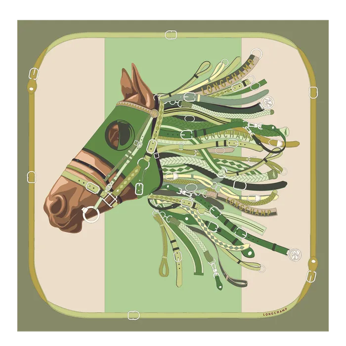 Women Silk Scarves Longchamp Tte de cheval Silk scarf 90 Artichoke