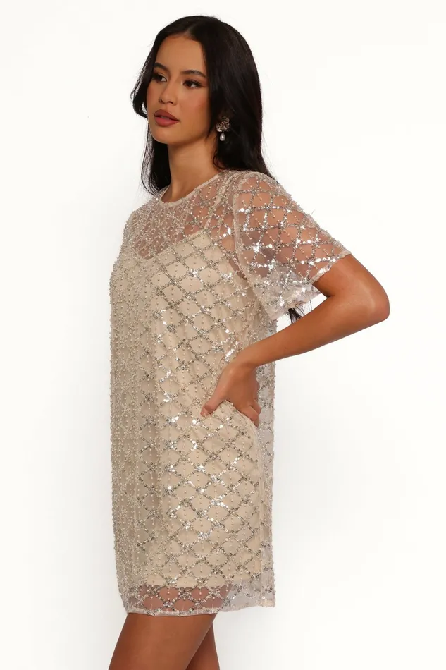 Women Silvie Mini Dress Light Taupe Winter Dresses Petal and Pup