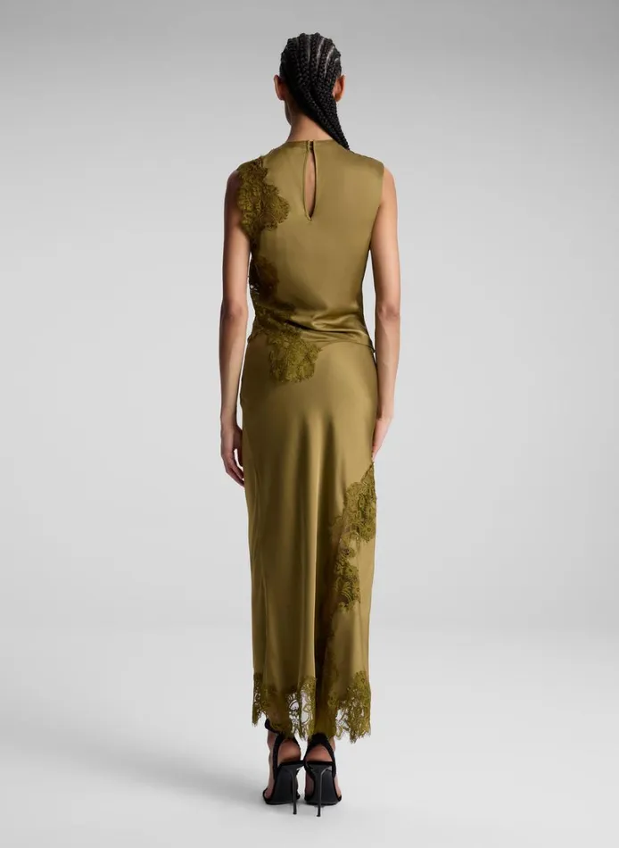Women Skirts ALC Olivia Satin And Lace Midi Skirt Pyrite