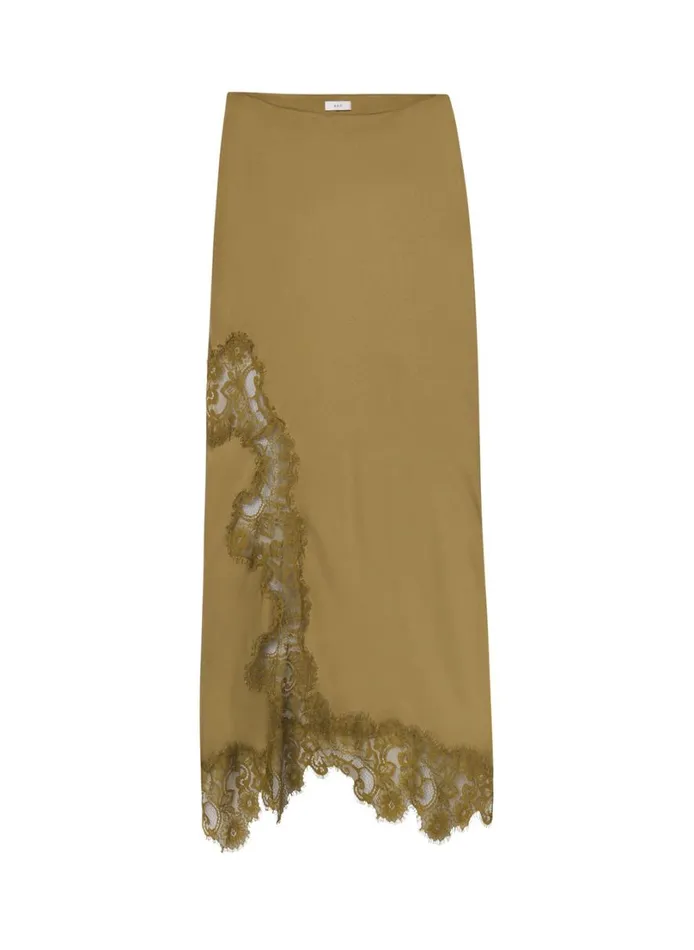 Women Skirts ALC Olivia Satin And Lace Midi Skirt Pyrite