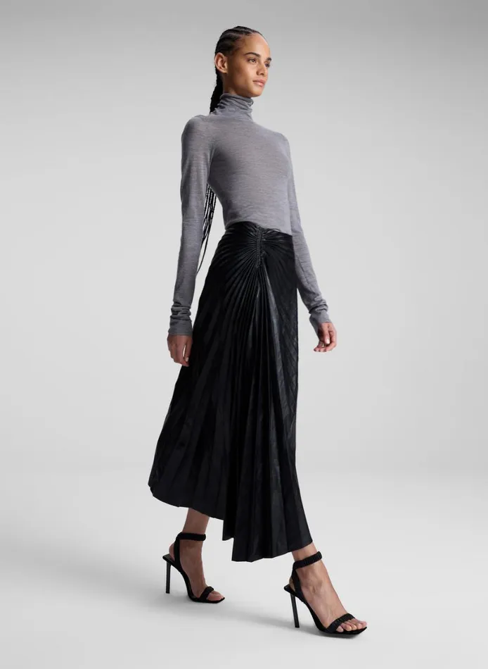 Women Skirts ALC Tracy Textured Vegan Leather Skirt Black