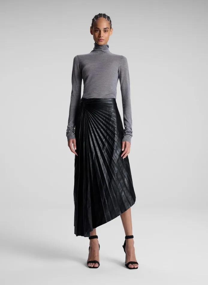 Women Skirts ALC Tracy Textured Vegan Leather Skirt Black