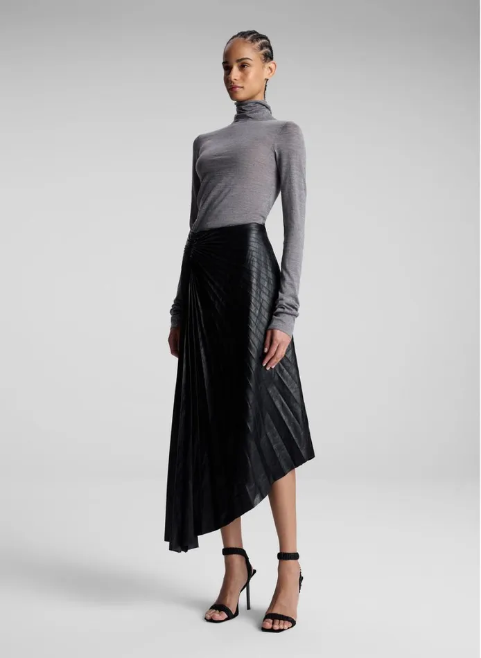 Women Skirts ALC Tracy Textured Vegan Leather Skirt Black