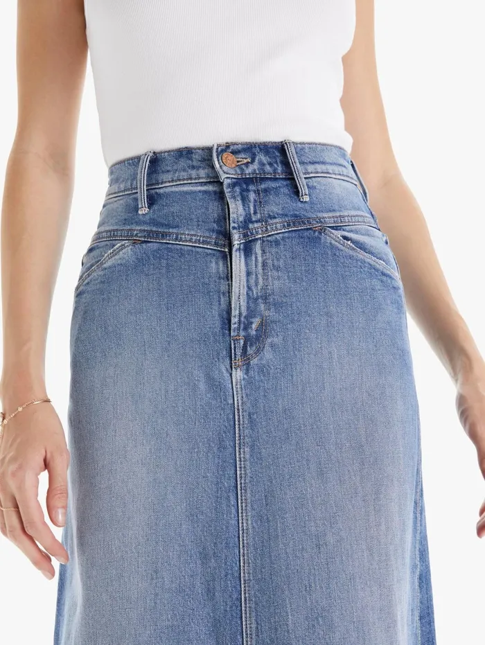 Women Skirts Mother Denim The Yoke Front Circle Maxi Skirt Medium Blue